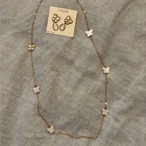 Gold Butterfly Necklace and Earring Set